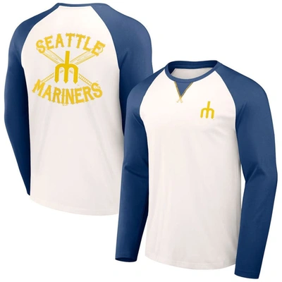 Darius Rucker Collection By Fanatics White/navy Seattle Mariners Team Color Raglan T-shirt
