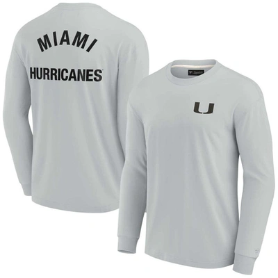 Fanatics Signature Unisex  Grey Miami Hurricanes Super Soft Long Sleeve T-shirt