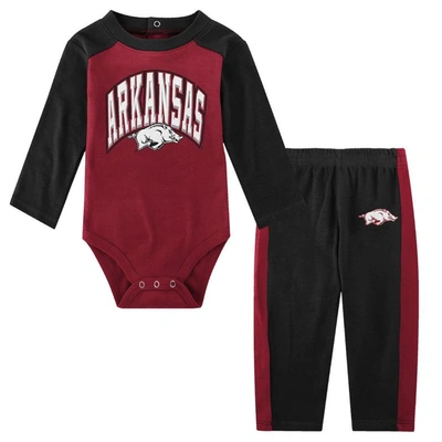 Outerstuff Babies' Infant Black Arkansas Razorbacks Rookie Of The Year Long Sleeve Bodysuit And Pants Set