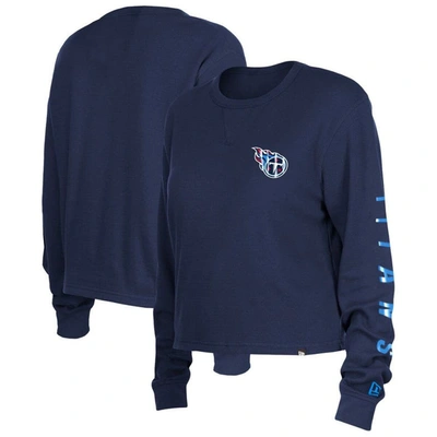New Era Navy Tennessee Titans Thermal Crop Long Sleeve T-shirt