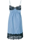 N°21 Faille & Lace Lingerie Dress In Blue