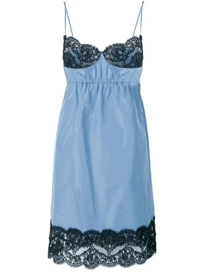 N°21 Faille & Lace Lingerie Dress In Blue