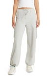 Open Edit Baggy Stretch Jersey Cargo Pants In Grey Light Heather