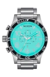 Nixon 51-30 Chronograph Bracelet Watch, 51mm In Silver / Turquoise