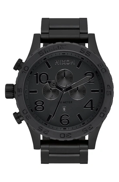 Nixon 51-30 Chronograph Bracelet Watch, 51mm In All Matte Black / Black