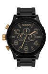 Nixon 51-30 Chronograph Bracelet Watch, 51mm In Matte Black / Gold