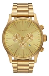 Nixon Sentry Chronograph Bracelet Watch, 42mm In All Gold