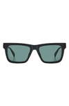 Rag & Bone 54mm Rectangular Sunglasses In Matte Black/ Green