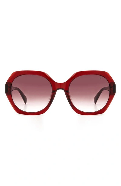 Rag & Bone 55mm Gradient Round Sunglasses In Burgundy/ Burgundy Shaded