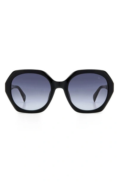 Rag & Bone 55mm Gradient Round Sunglasses In Black/ Grey Shaded