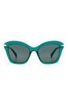 Rag & Bone 53mm Cat Eye Sunglasses In Green/ Green