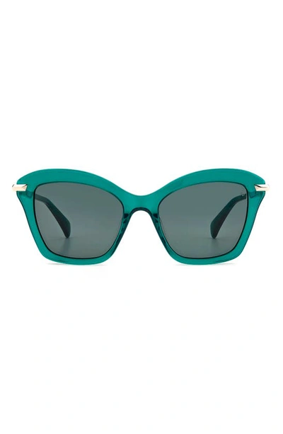 Rag & Bone 53mm Cat Eye Sunglasses In Green/ Green