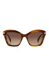 Rag & Bone 53mm Cat Eye Sunglasses In Brown Horn/ Brown Gradient