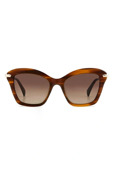 Rag & Bone 53mm Cat Eye Sunglasses In Brown Horn/ Brown Gradient
