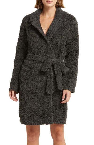 Barefoot Dreams Cozychic Double-knit Teddy Dressing Gown In Carbon