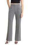 Open Edit Pleated Mid Rise Stretch Twill Trousers In Grey Heather