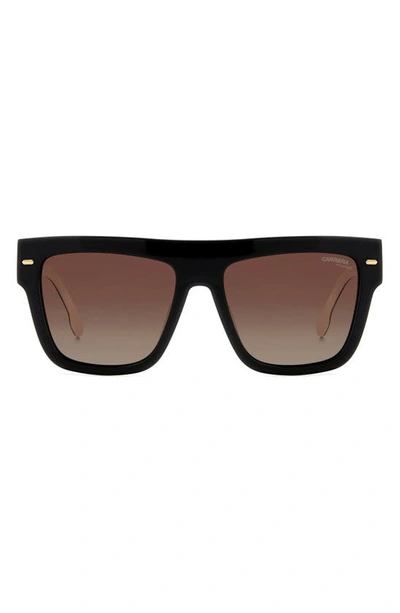 Carrera Eyewear 55mm Flat Top Sunglasses In Black White/ Brown Polar