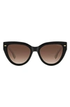 Carrera Eyewear 55mm Gradient Cat Eye Sunglasses In Black White/ Brown Gradient