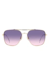 Carrera Eyewear 60mm Gradient Square Sunglasses In Gold Crystal/ Mauve Pink