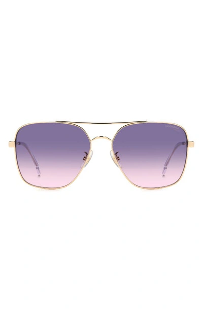 Carrera Eyewear 60mm Gradient Square Sunglasses In Gold Crystal/ Mauve Pink