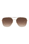 Carrera Eyewear 60mm Gradient Square Sunglasses In White Copper Gold/ Brown