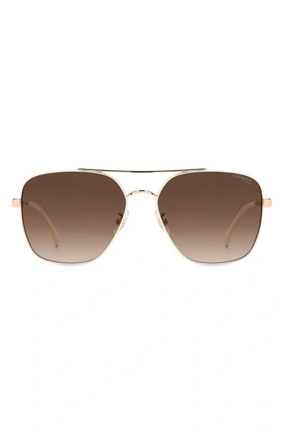 Carrera Eyewear 60mm Gradient Square Sunglasses In White Copper Gold/ Brown