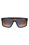 Carrera Eyewear 59mm Flat Top Sunglasses In Black Horn/ Brown Blue Mirror