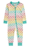 Nordstrom Babies' Print Fitted One-piece Pajamas In Ivory Egret Double Hearts