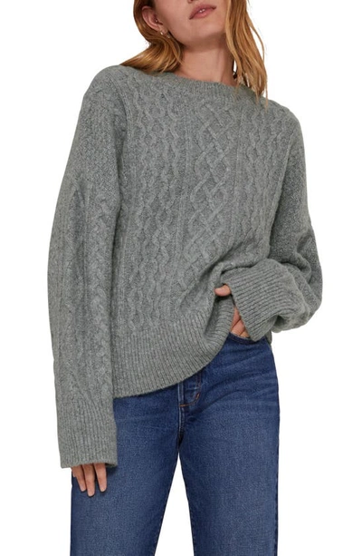 Favorite Daughter Oversize Cable Knit Sweater In Smoke Grey