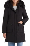 Sam Edelman Faux Fur Trim Parka In Black