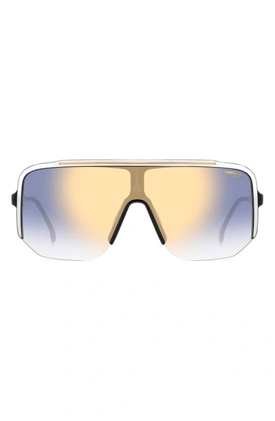 Carrera Eyewear 99mm Oversize Shield Sunglasses In White Black/ Blsf Gdsp