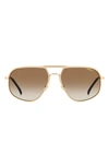 Carrera Eyewear 60mm Aviator Sunglasses In Gold/ Brown Shaded Ar