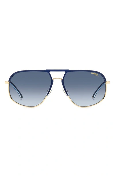 Carrera Eyewear 60mm Aviator Sunglasses In Blue Gold/ Blue Shaded