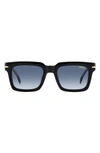 Carrera Eyewear 52mm Rectangular Sunglasses In Str Black/ Blue Shaded