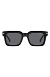 Carrera Eyewear 52mm Rectangular Sunglasses In Black/ Gray Polar