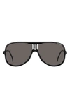 Carrera Eyewear 64mm Oversize Aviator Sunglasses In Black Grey/ Gray Polar