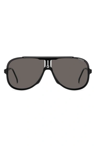 Carrera Eyewear 64mm Oversize Aviator Sunglasses In Black Grey/ Gray Polar