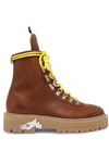 Off-white Hiking Textured-leather Ankle Boots In Camel