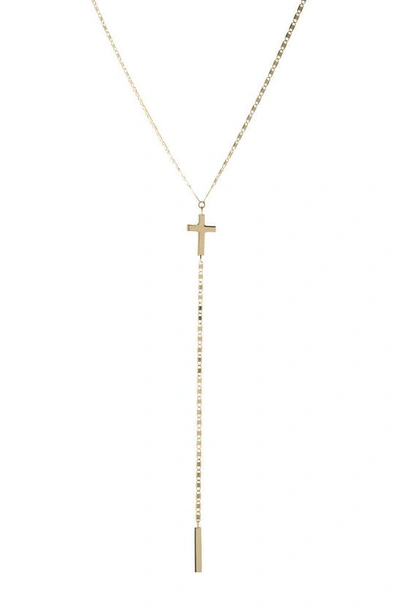 Lana Malibu Cross Y-necklace In Yellow Gold