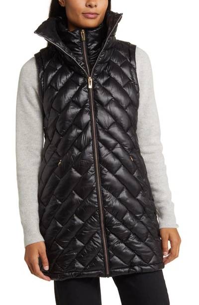 Via Spiga Quilted Puffer Vest With Bib In Black