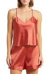 Natori Glamour Satin Short Pajamas In Orange