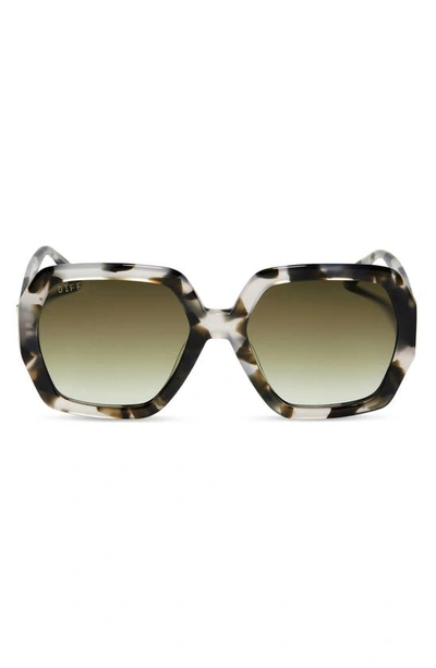 Diff Nola 51mm Polarized Gradient Square Sunglasses In Kombu/ Olive Gradient