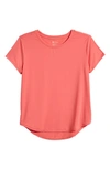 Zella Girl Kids' Never Give Up T-shirt In Coral Sunkiss