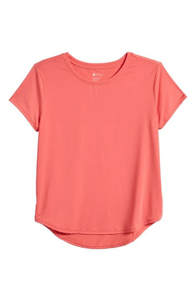 Zella Girl Kids' Never Give Up T-shirt In Coral Sunkiss