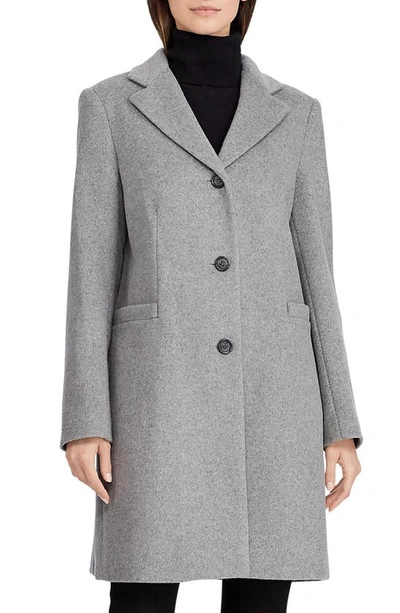 Lauren Ralph Lauren Reefer Wool Blend Coat In Df Grey