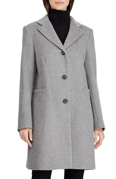 Ralph Lauren Reefer Wool Blend Coat In Df Grey