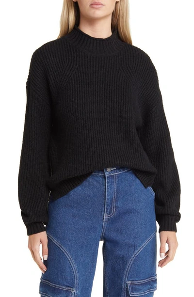 Bp. Mock Neck Sweater In Black Jet