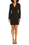 Maggy London Long Sleeve Tuxedo Minidress In Black