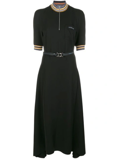 Prada Draped Techno Jersey Dress In Black