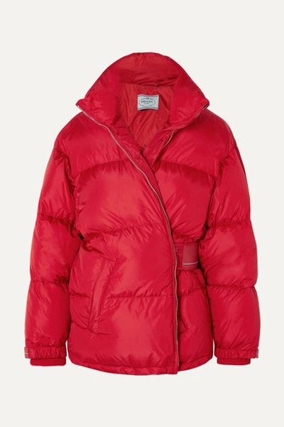 Prada Cropped Quilted Shell Down Jacket In Red